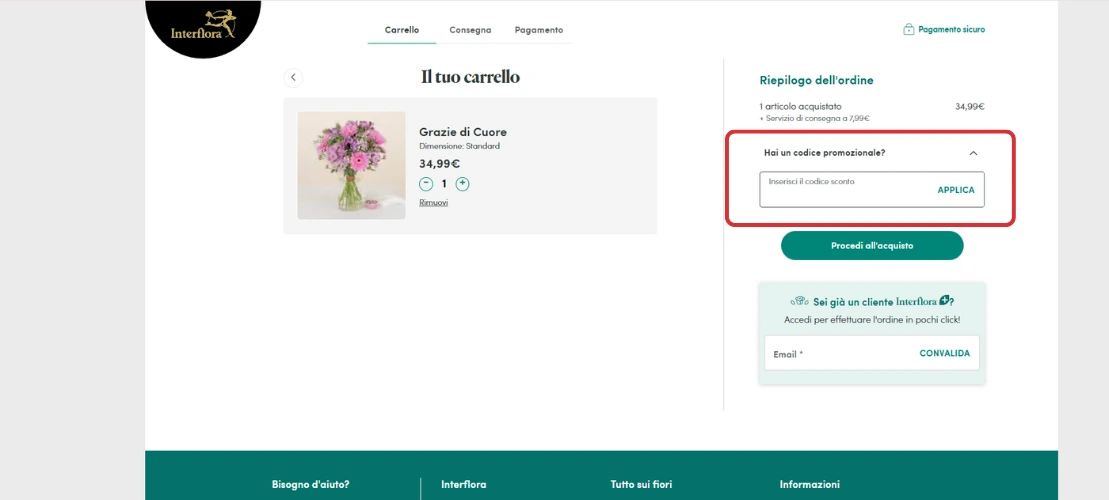 Come usare un codice promozionale su Interflora